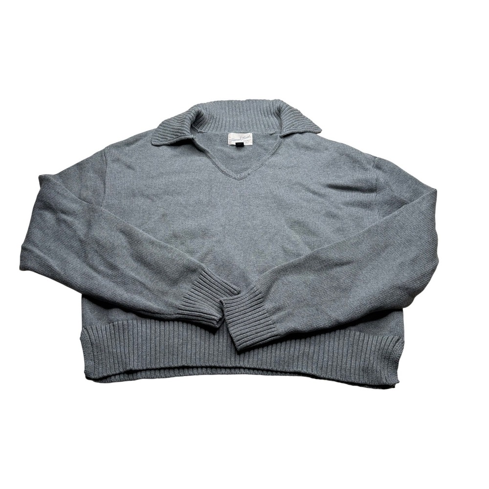 UNIVERSAL THREAD Sweater Gray Collared V-Neck Women's Size Medium